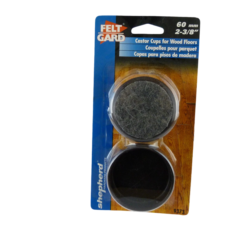 Felt Gard Furniture Castor Cups 60mm Brown Felt Base Floor Protectors Pack of 4 for Wood Floors