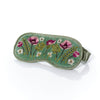 Floral Serenade Flower Velvet Eye Mask – Embroidered Light Green Sleep Mask