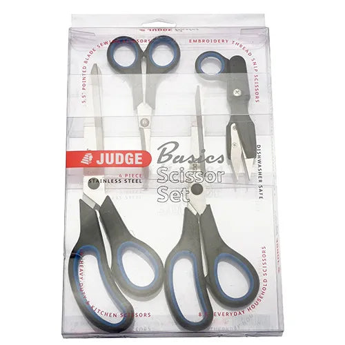 Judge Essentials 4 Piece Scissor Set  - Stainless Steel Kitchen, Sewing & Household Scissors