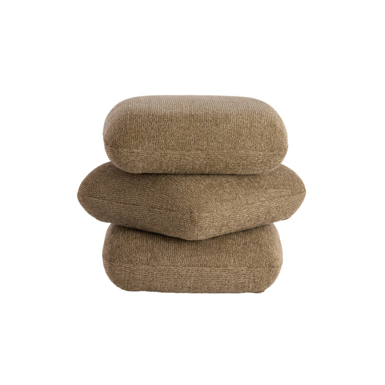 Laurie Taupe Pouffe Footstool Upholstered Accent Seat for Living Room & Bedroom