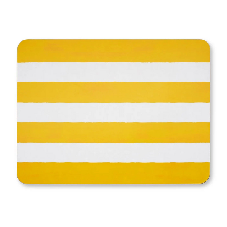 Leaf & Loom Yellow Stripe Reversible Cork-Backed Placemats Set of 4