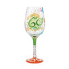 Lolita Happy 60th Birthday Hand-Painted Wine Glass white background