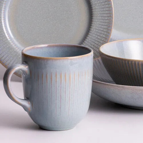 Mason Cash Reactive Linear Grey Mug 400ml , Rustic Stoneware Glaze Drinkware