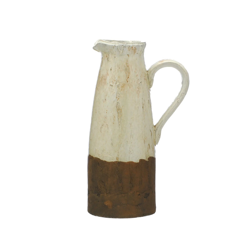 Aged Cream and Terracotta Jug Medium