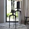 Pano Set of 2 Pillars Dark Bronze Aluminium Display Stands holding a lamp and flower pots