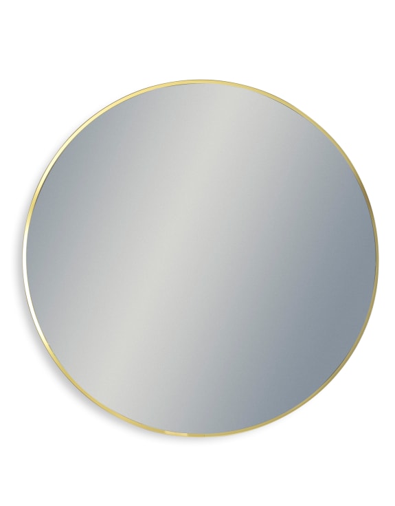 Extra Large Round Gold Metal Flare-Framed Broadway Wall Mirror for Modern Home Decor – 71cm