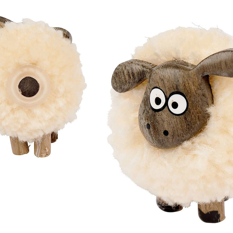 Sheep Pom Pom Magnet Wooden with Cream Fleece Decorative Fridge Magnet | General Accessories