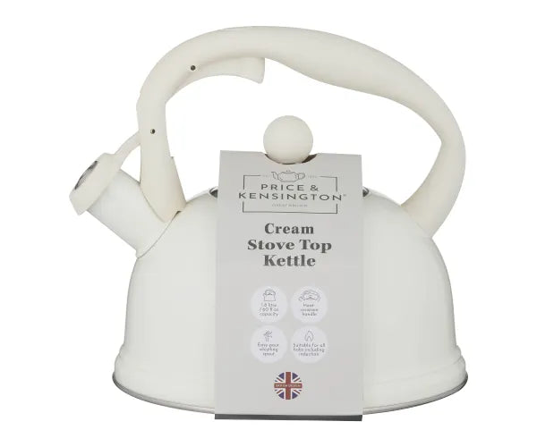 Price & Kensington Stovetop Kettle Cream 1.8L Whistling Induction