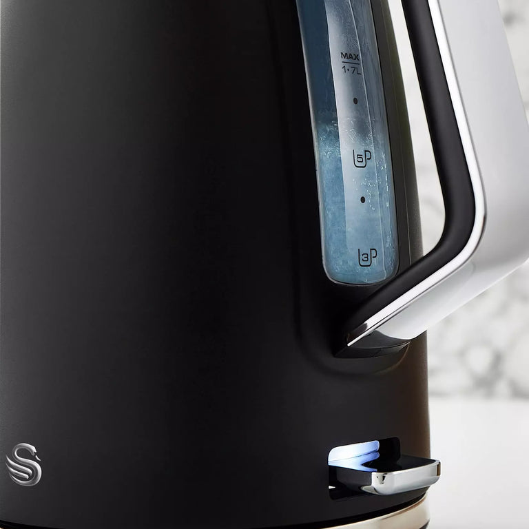 Swan Serenity 1.7L Black Cordless Fast Boil Kettle Kitchen Appliance with Removable Filter
