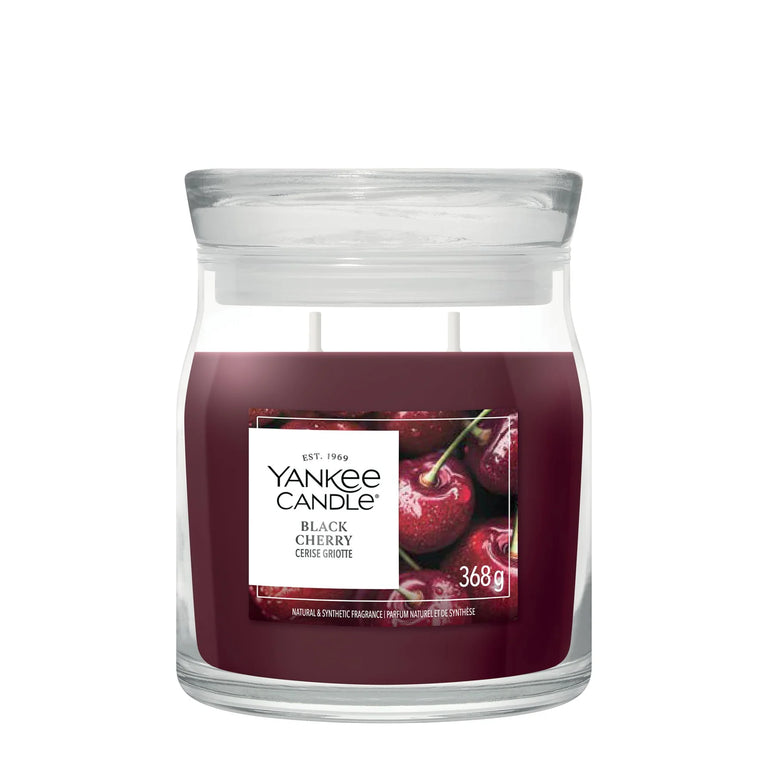 Yankee Candle Black Cherry Signature Medium Jar 368g Fresh Home Accessories Fragrance