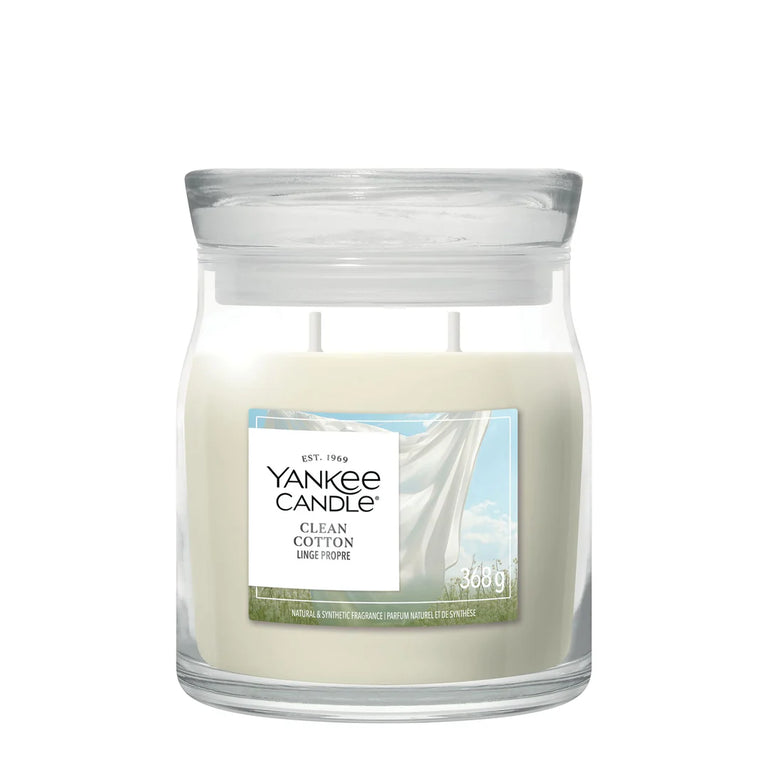 Yankee Candle Clean Cotton Signature Medium Jar 368g Fresh Home Accessories Fragrance