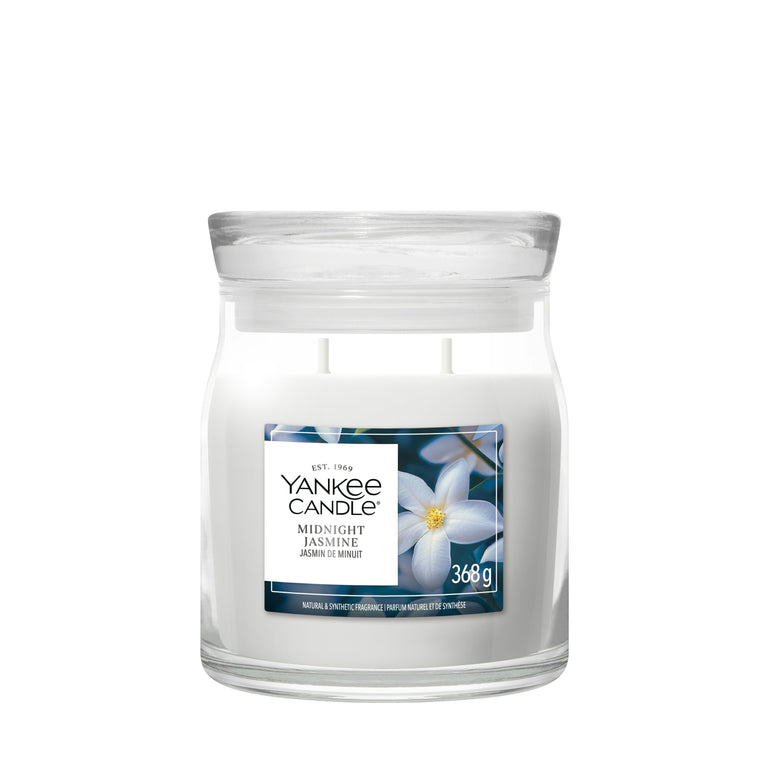 Yankee Candle Midnight Jasmine Signature Medium Jar Candle – Floral Soy Wax Home Accessories