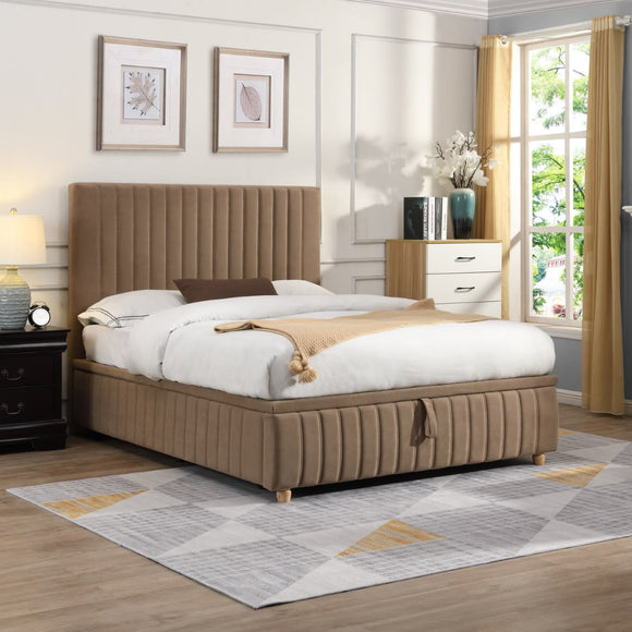 Enhance your bedroom with the Alma Double Bed in a stylish design that includes convenient storage compartments. Keep your bedroom organized and clutter-free.