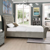 Luxurious mink scrolled bed frame with beautiful button-back detail