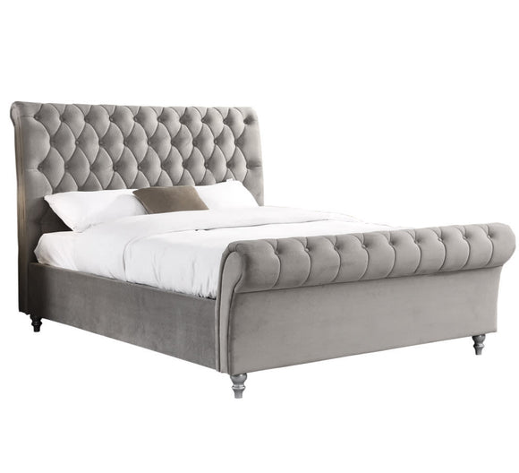 Carla King Size Bed in Silver