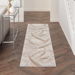 Abstract beige and grey rug with metallic accents