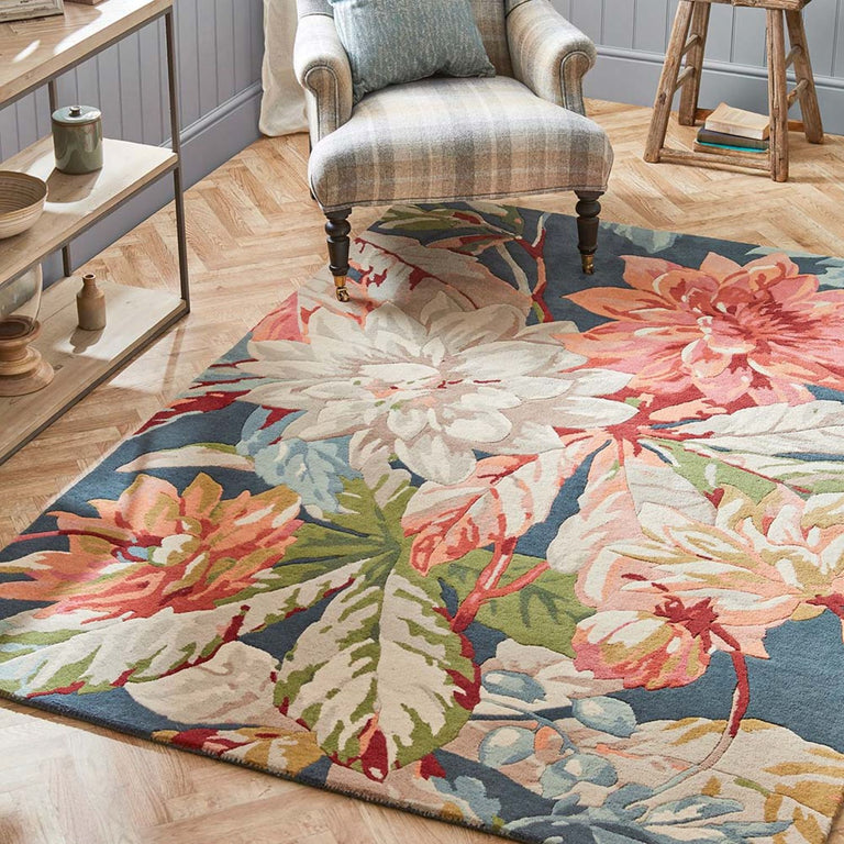Sanderson Dahlia & Rosehip Rug Teal 050608