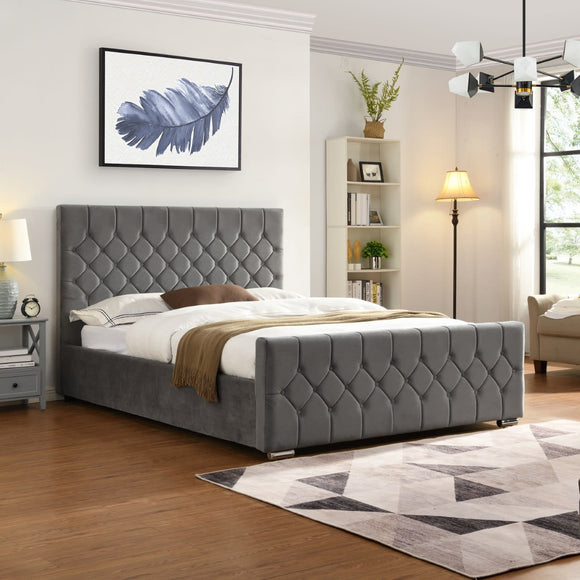 Erica King Size Bed Grey