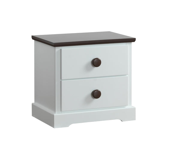 White Bedside Table with Two Drawers