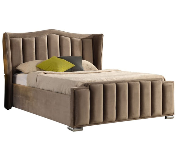 Double Gas-Lift Bed in Mink Velvet - Foys Furniture