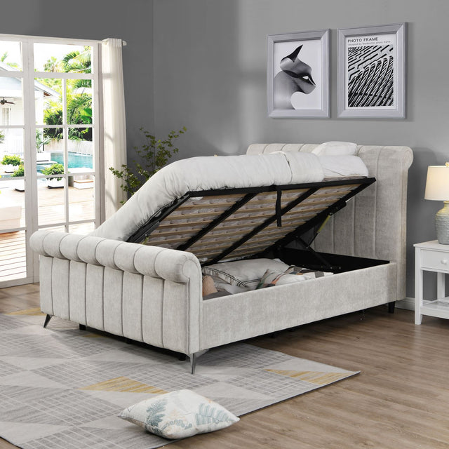 Kyle Double Bed with Storage Beige