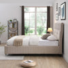 Cream Velvet Bed Frame with Lined Details - Foys Furniture