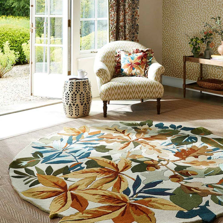 Sanderson Robins Wood Rug Russet Brown 146501 - Round