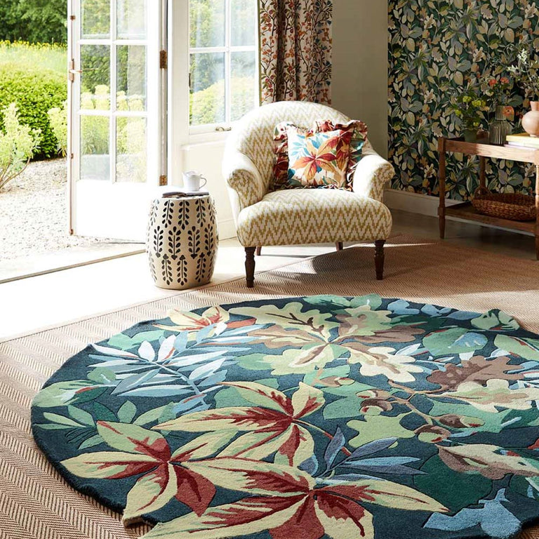 Sanderson Robins Wood Rug Forest Green 146508 - Round