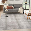 Grey White Polyester Rug with Abstract Design