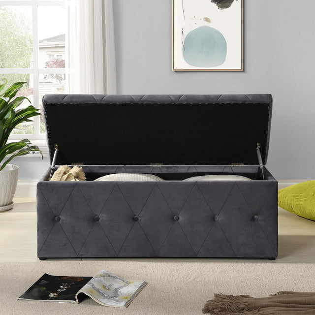 Shelly Button Blanket Box Grey