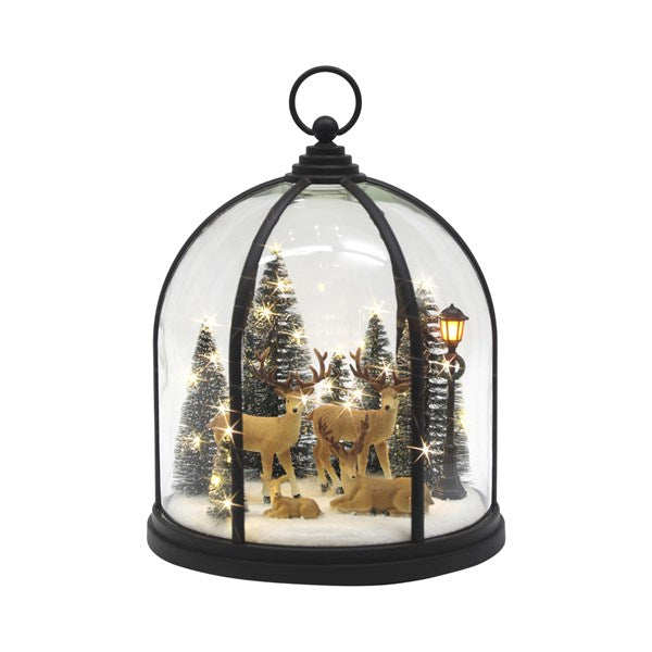 LED Deer Dome Lantern Black 26cm x 31cm