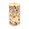 LED robin candle glitter spinner 15cm with robin and berry print