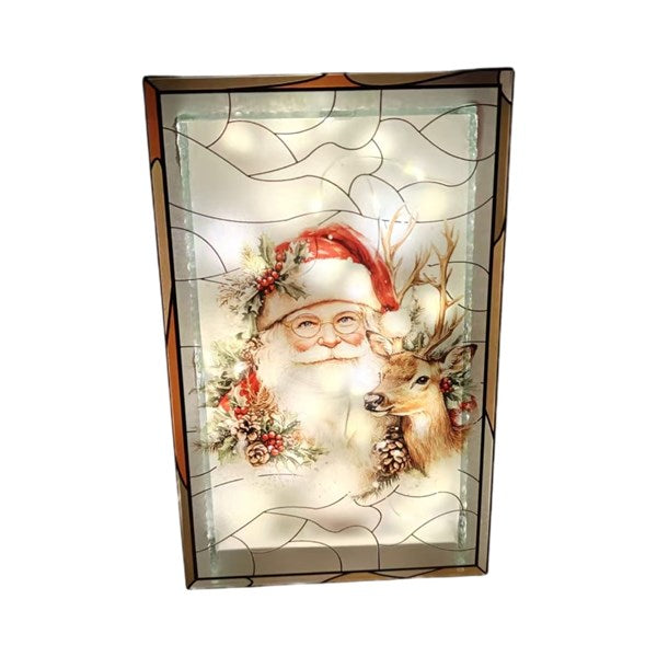 LED Santa Stained Glass Effect Decoration 21cm