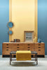 Carys No.148 by Little Greene, room setting with Air Force Blue No.260 and Light Gold No.53
