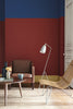 Bronze Red No.15 by Little Greene, room setting with Yellow-Pink No.46 and Deep Space Blue No.207