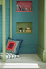 Canton No.94 by Little Greene, room setting with Garden No.86 and Carmine No.189