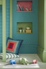 Canton No.94 by Little Greene, room setting with Garden No.86 and Carmine No.189