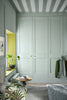 Celestial Blue - Deep No.366 by Little Greene, room setting with Citrine No.71