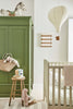 Book Room Green No.322 by Little Greene, room setting with Green Stone - Pale No.268 and Hopper No.297