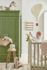 Book Room Green No.322 by Little Greene, room setting with Green Stone - Pale No.268 and Hopper No.297