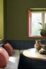 Hillside No.371 by Little Greene, room setting with Tuscan Red No.140 and Dock Blue No.252