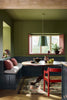 Hillside No.371 by Little Greene, room setting with Tuscan Red No.140 and Dock Blue No.252