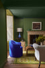 Hopper No.297 by Little Greene, room setting with Citrine No.71 and Dark Brunswick Green No.88