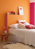 Marigold No.209 by Little Greene, room setting with Carmine No.189 and Leather No.191