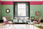Leather No.191 by Little Greene, room setting with Pea Green No.91