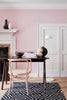 Pink Slip No.220 by Little Greene, room setting with China Clay No.1