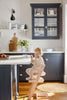Shirting No.129 by Little Greene, room setting with Juniper Ash No.115