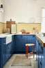 Woad No.251 by Little Greene, room setting with Stock No.37 and Sunlight No.135