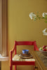 Bassoon No.336 by Little Greene, room setting with Yellow-Pink No.46 and Atomic Red No.190