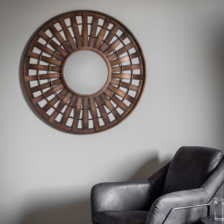 Mitcham Round Metal Bronze Wall Mirror 92cm